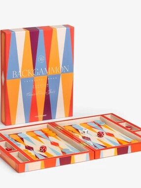 PW Lacquered Backgammon, Red, New, And Sealed, Printworks, Acrylic